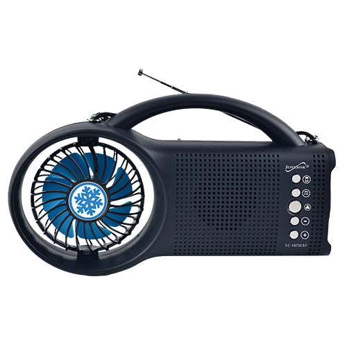 Coluna Bluetooth Solar com Rádio FM, Luz LED e Ventoinha