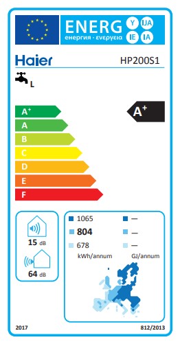 Bomba de calor A+ HAIER AQS Split 200L  - HP200S1 (TS200HE-S1+UE 1.0-S1)