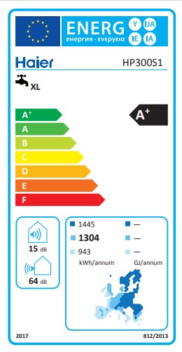 Bomba de calor A+ HAIER AQS Split 300L  - HP300S1 (TS2300HE-S1+UE 1.5-S1)