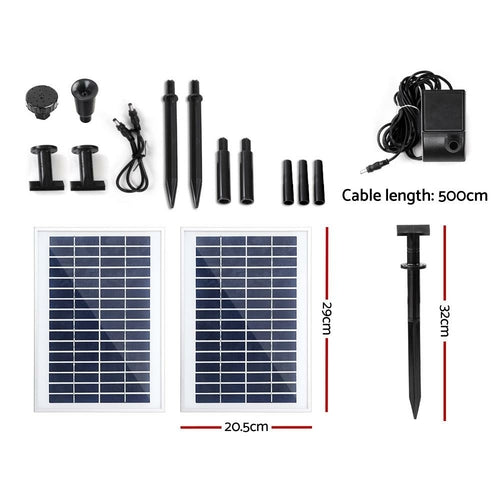 Kit Bomba Solar Submersível Gardeon com 2 Painéis — Fonte para Lago e Jardim