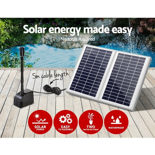 Kit Bomba Solar Submersível Gardeon com 2 Painéis — Fonte para Lago e Jardim