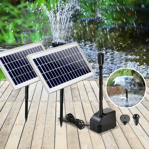 Kit Bomba Solar Submersível Gardeon com 2 Painéis — Fonte para Lago e Jardim